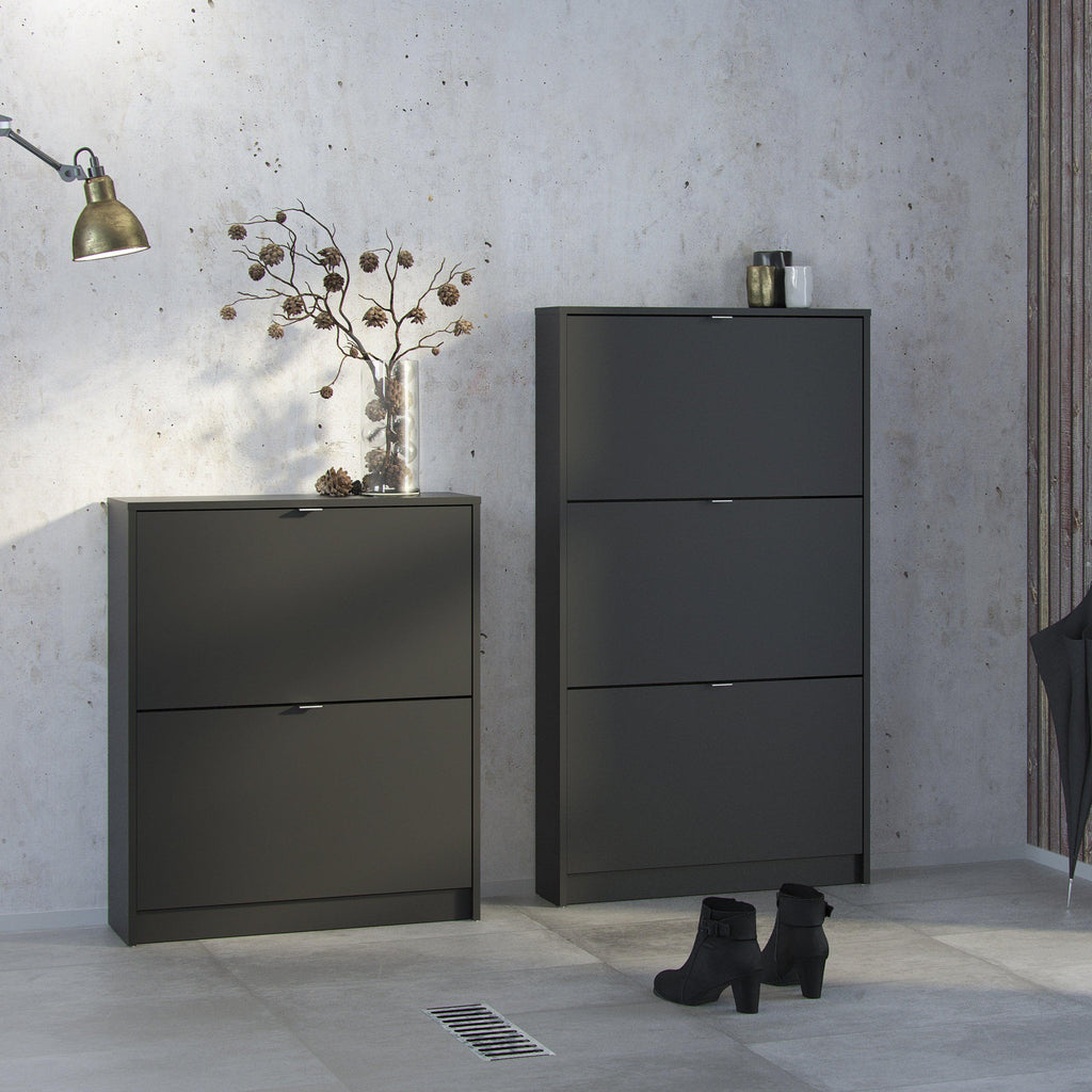 Shoes Shoe Cabinet 2 Flip Down Doors and 2 layers in Matt Black - image 6