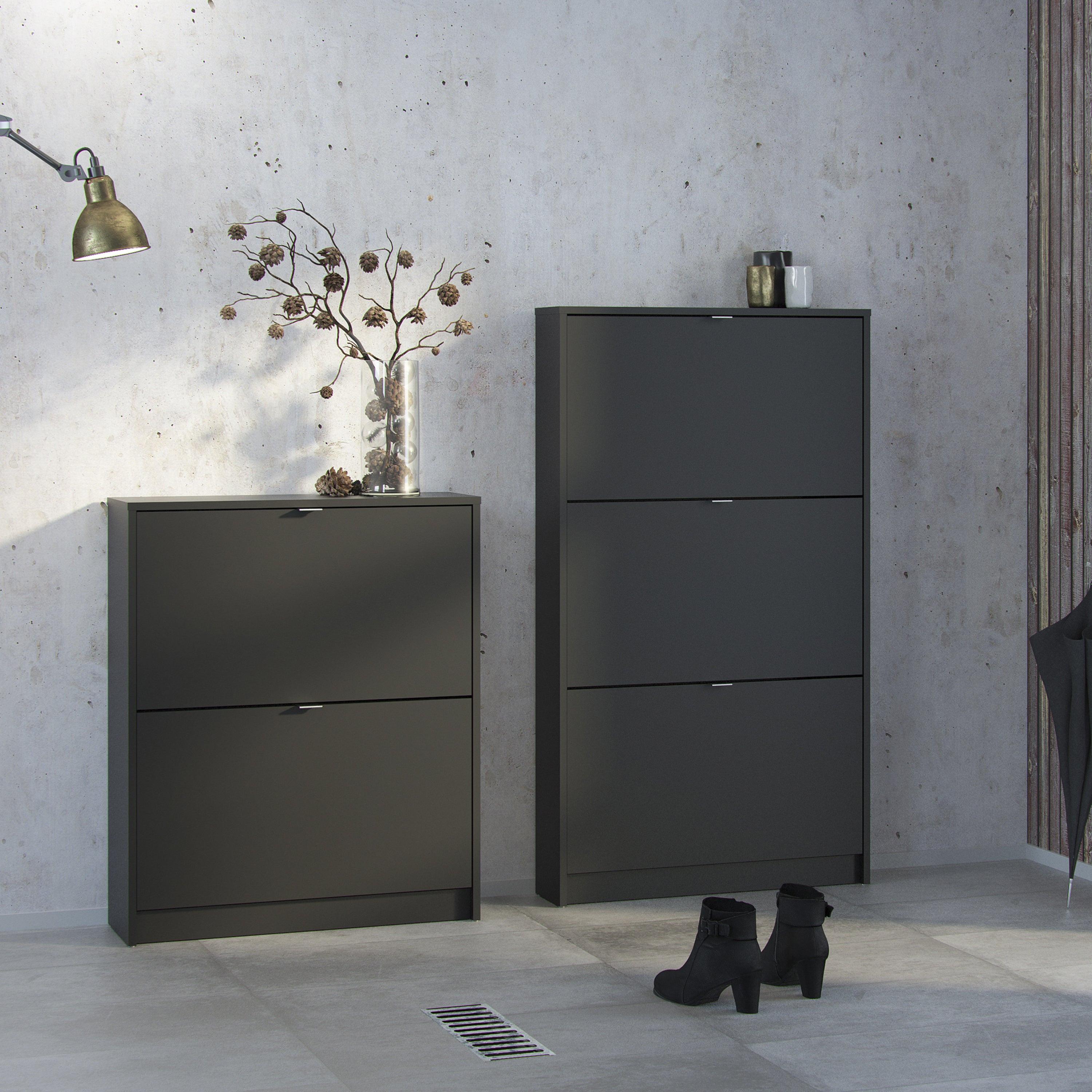Shoes Shoe Cabinet 2 Flip Down Doors and 2 layers in Matt Black - image 6