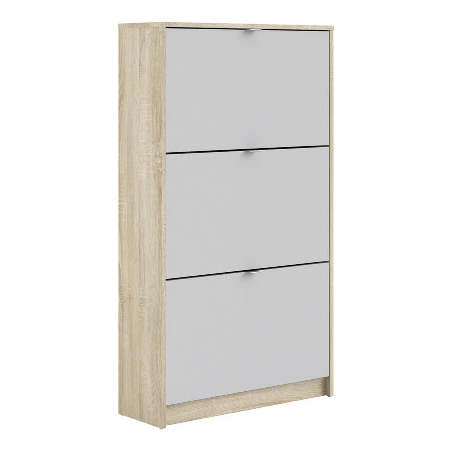 Shoes Shoe Cabinet 3 Flip Down Doors and 2 layers Oak structure White