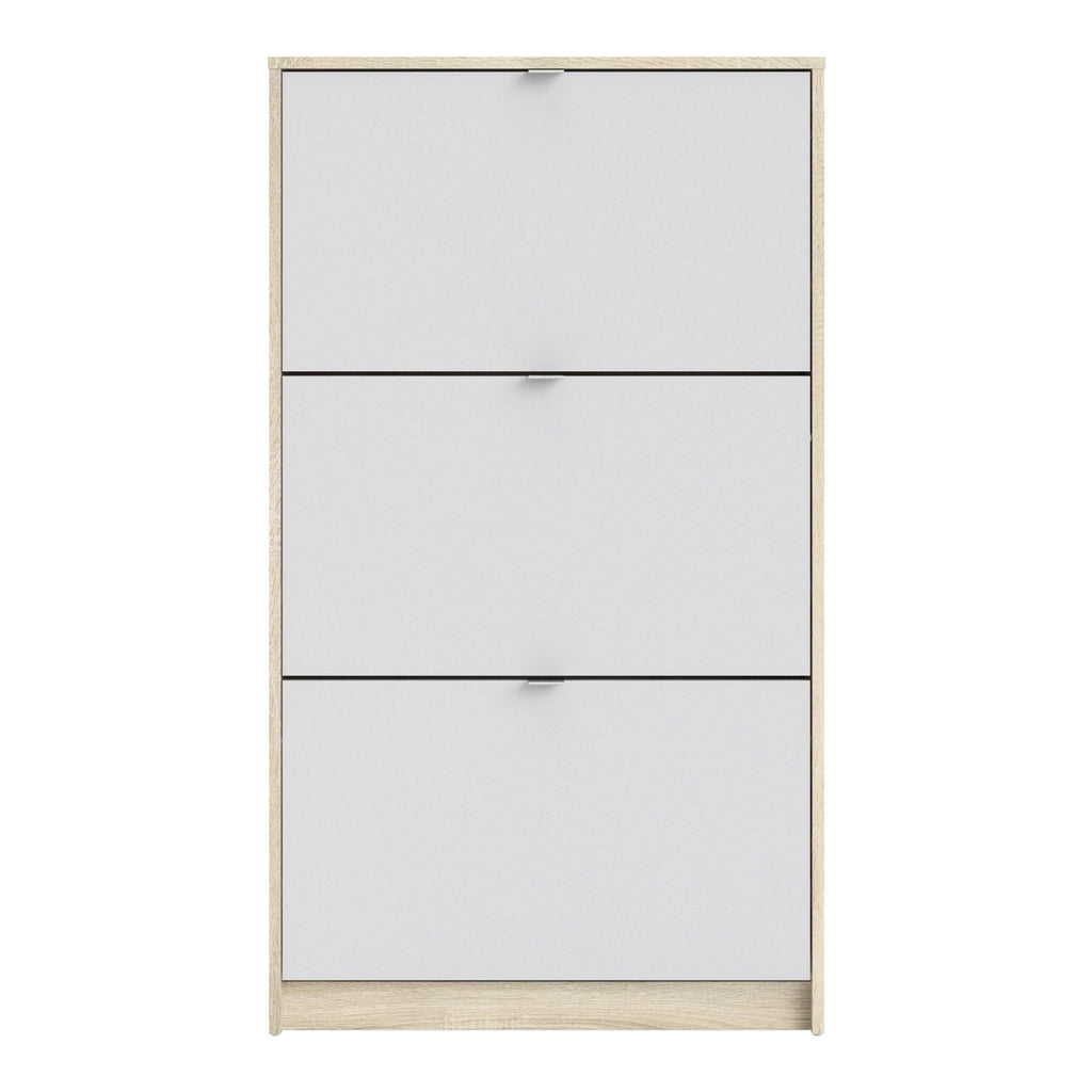 Shoes Shoe Cabinet 3 Flip Down Doors and 2 layers Oak structure White - image 2