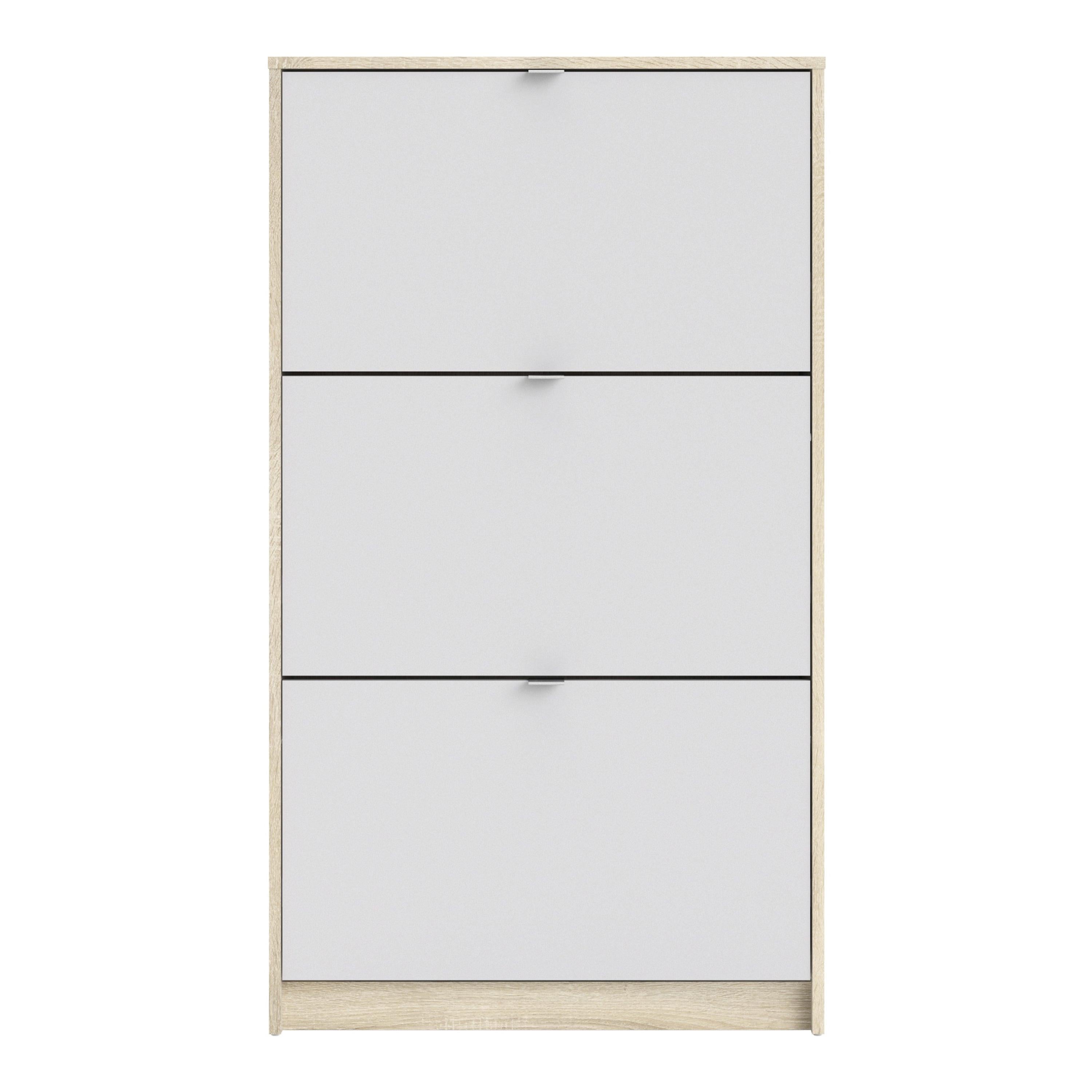 Shoes Shoe Cabinet 3 Flip Down Doors and 2 layers Oak structure White - image 2