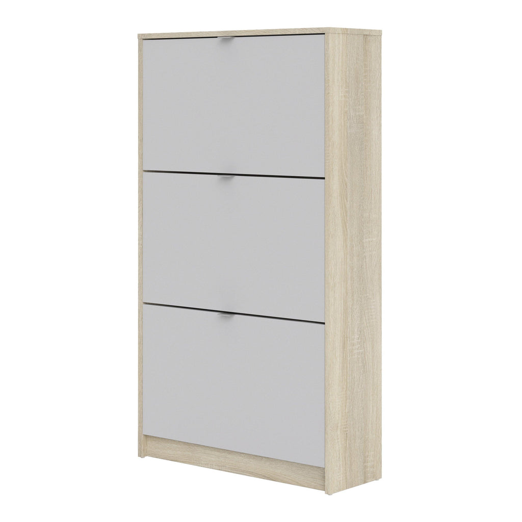 Shoes Shoe Cabinet 3 Flip Down Doors and 2 layers Oak structure White - image 3