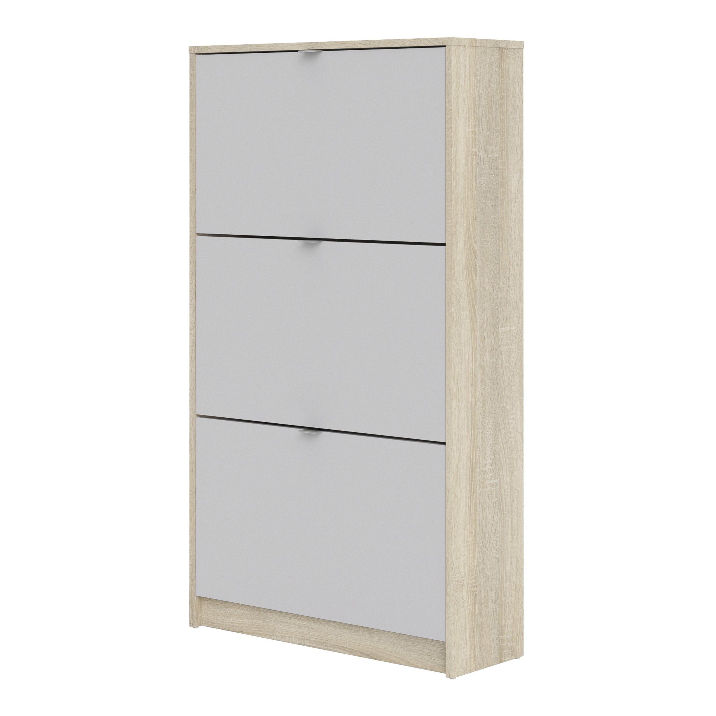 Shoes Shoe Cabinet 3 Flip Down Doors and 2 layers Oak structure White - image 3