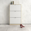 Shoes Shoe Cabinet 3 Flip Down Doors and 2 layers Oak structure White - image 5