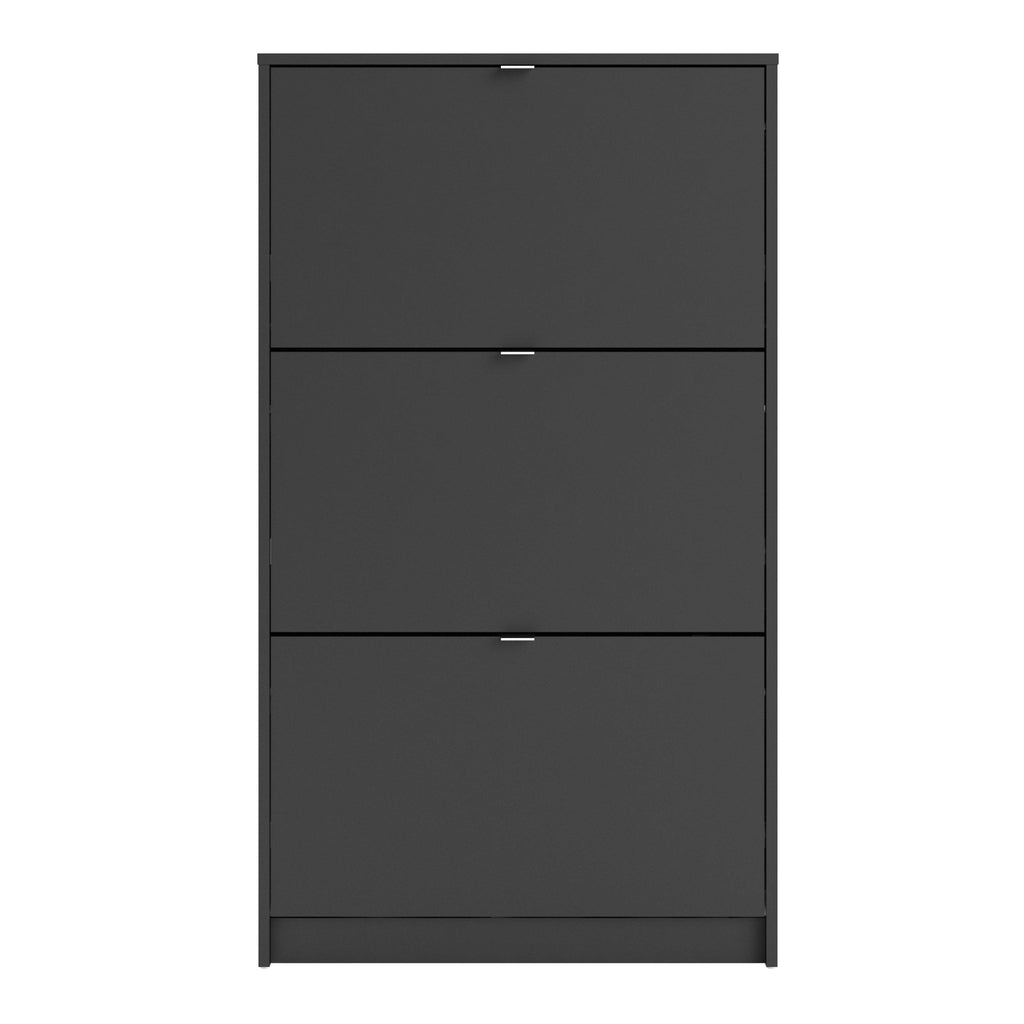 Shoes Shoe Cabinet 3 Flip Down Doors and 2 layers in Matt Black - image 2