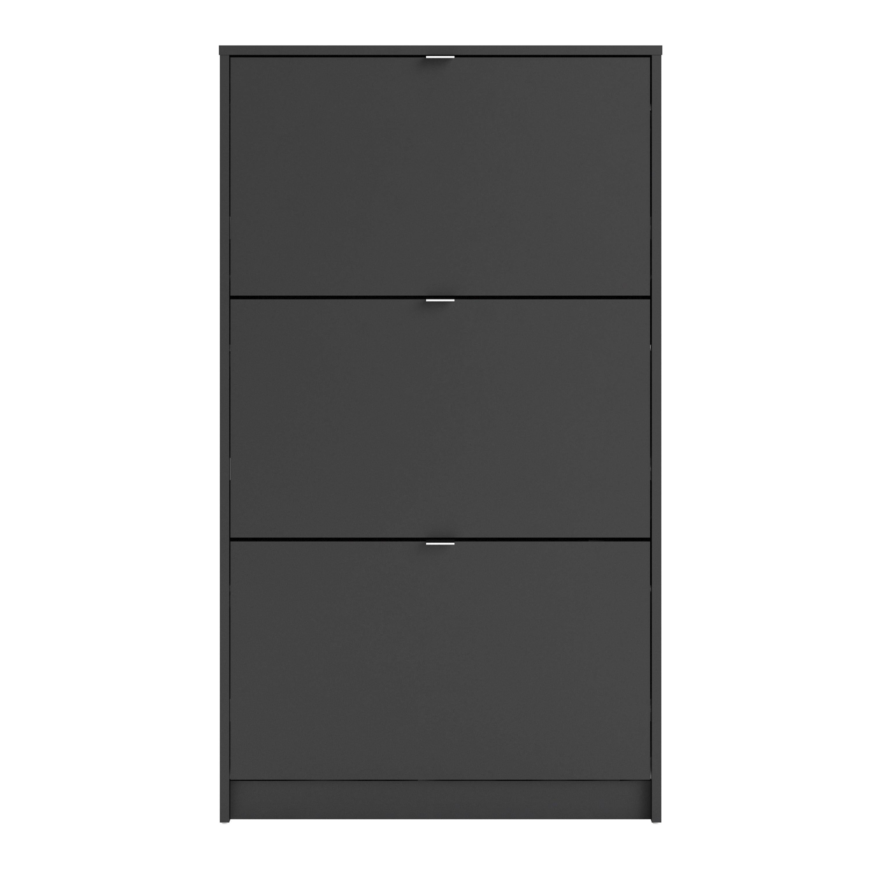 Shoes Shoe Cabinet 3 Flip Down Doors and 2 layers in Matt Black - image 2