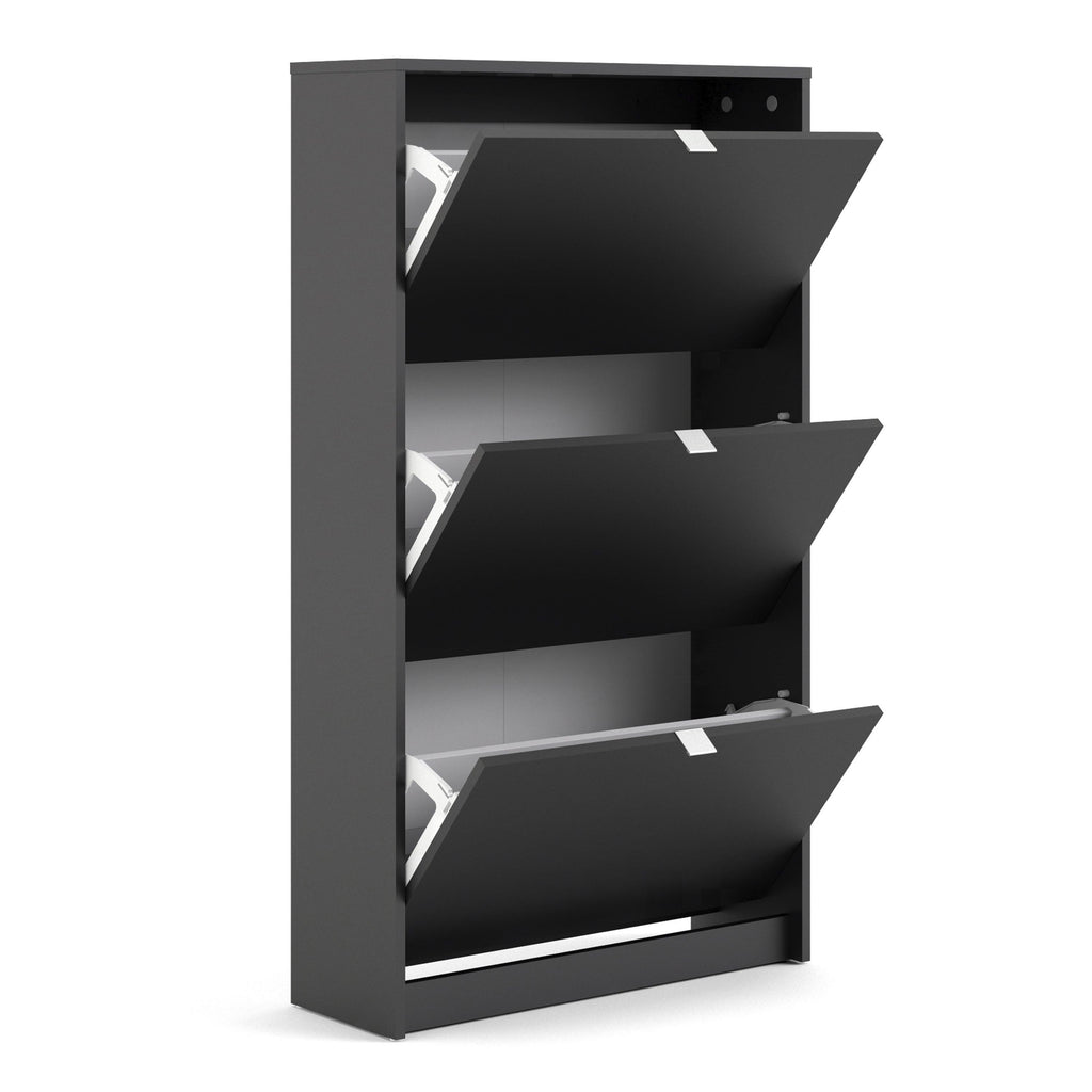 Shoes Shoe Cabinet 3 Flip Down Doors and 2 layers in Matt Black - image 4