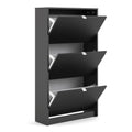 Shoes Shoe Cabinet 3 Flip Down Doors and 2 layers in Matt Black - image 4