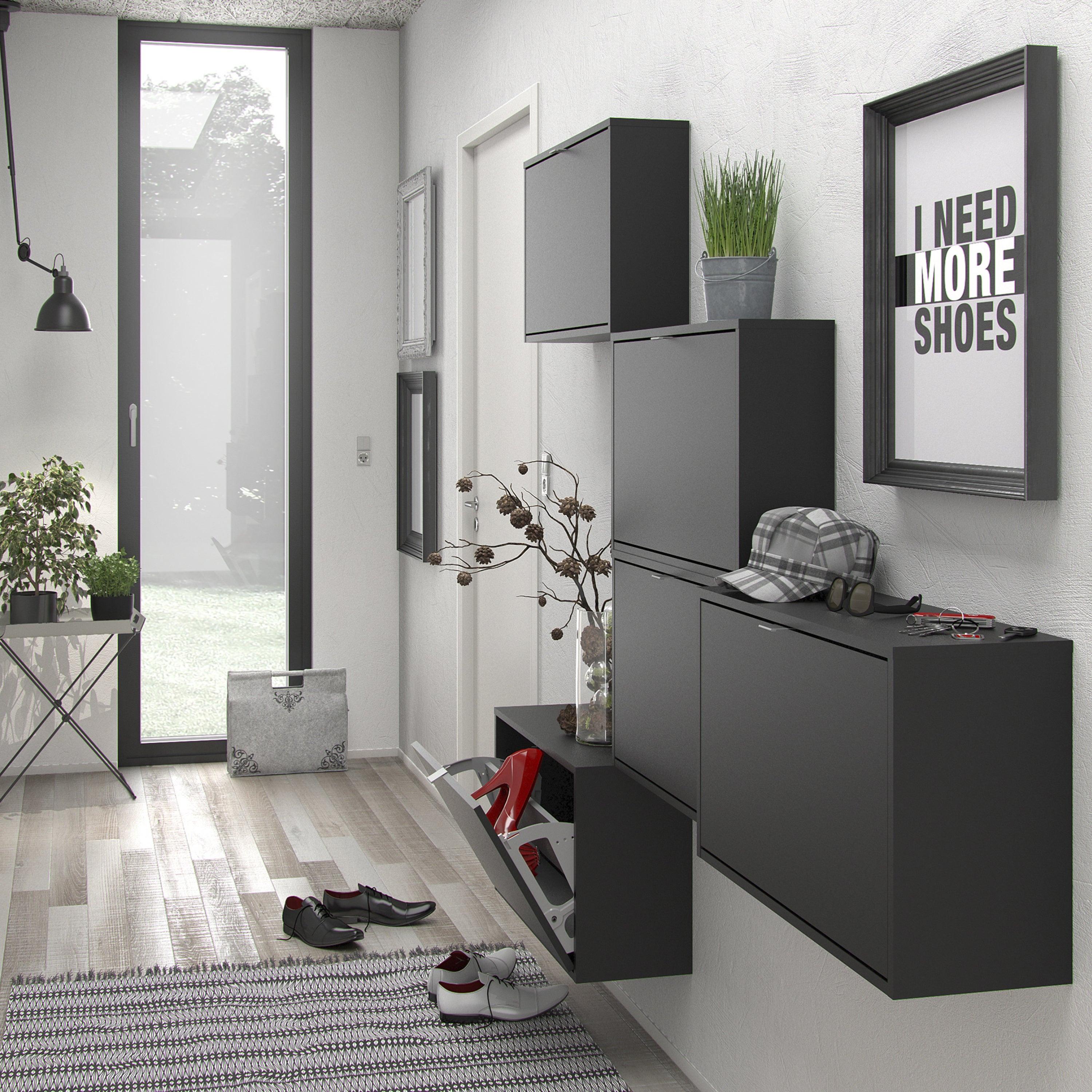 Shoes Shoe Cabinet 3 Flip Down Doors and 2 layers in Matt Black - image 7