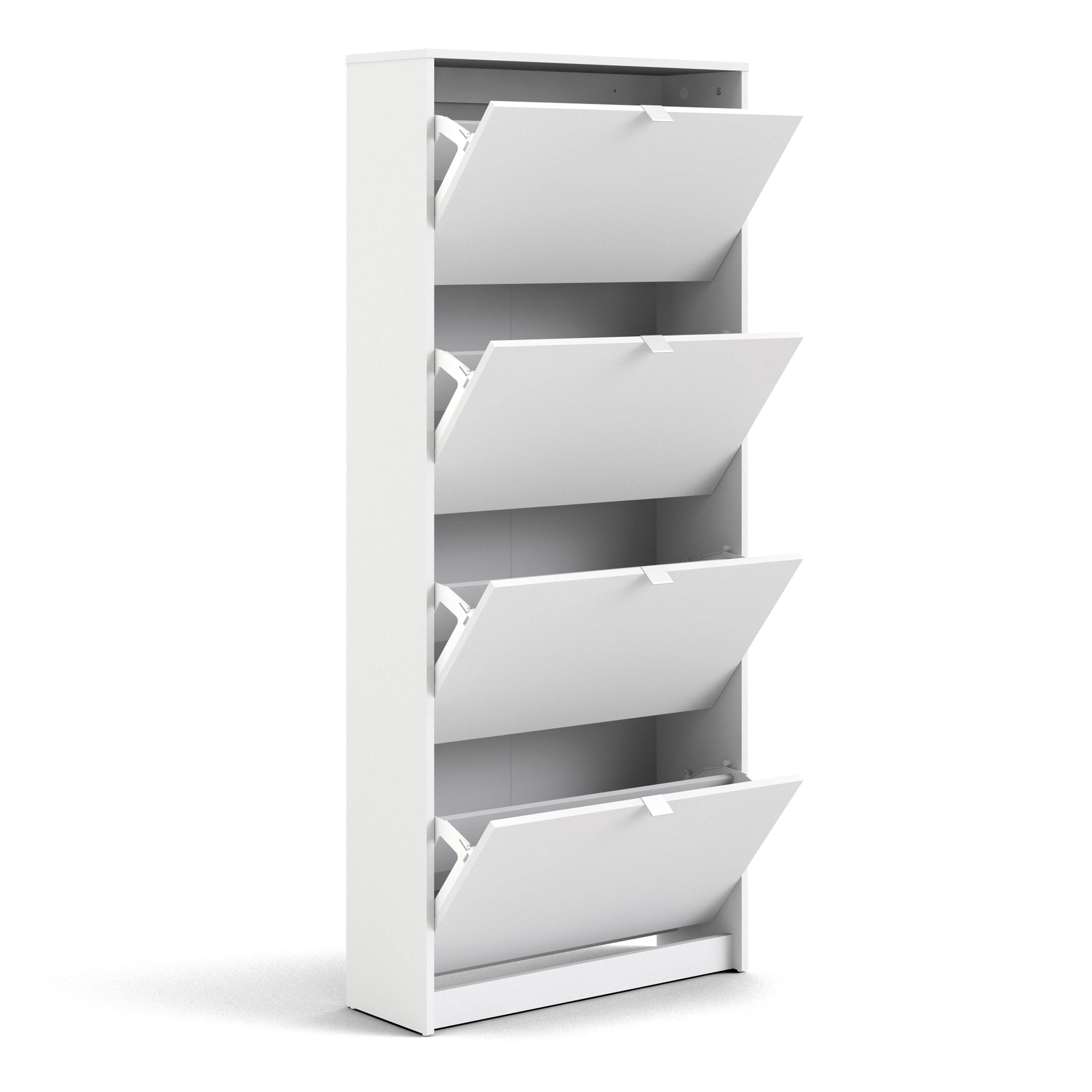 Shoes Shoe Cabinet 4 Flip Down Doors and 2 layers in White - image 4