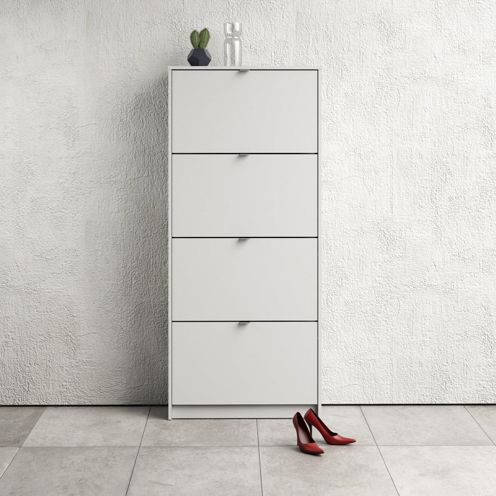 Shoes Shoe Cabinet 4 Flip Down Doors and 2 layers in White - image 5