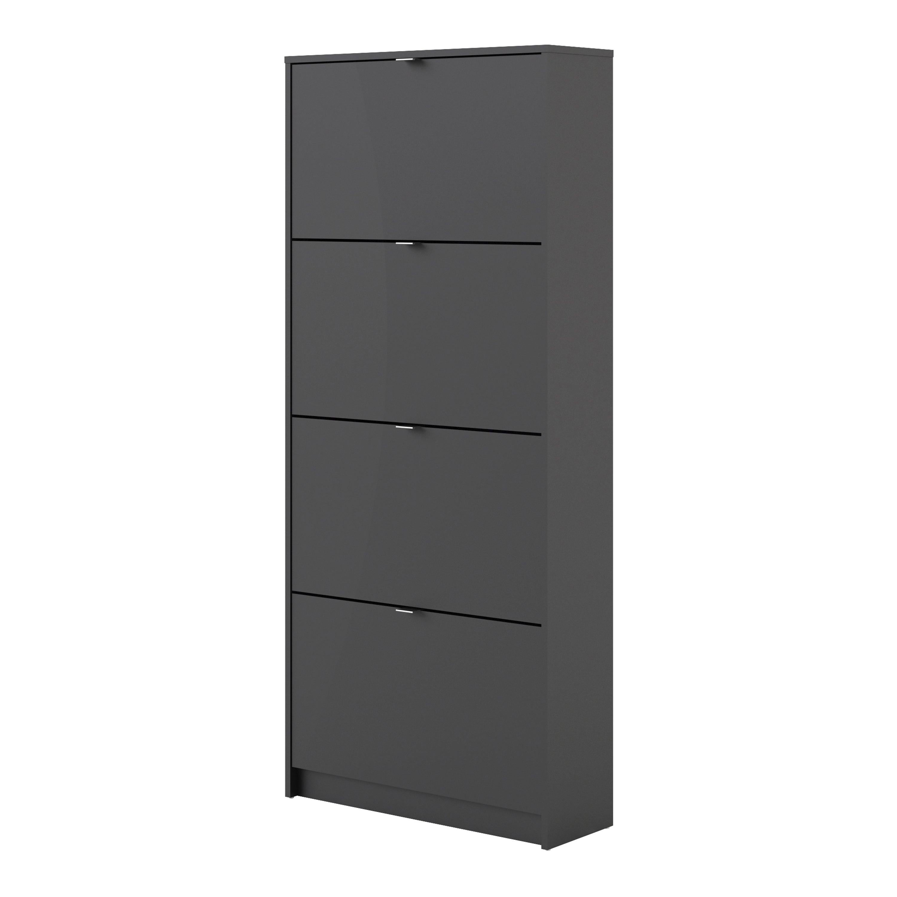 Shoes Shoe Cabinet 4 Flip Down Doors and 2 layers in Matt Black - image 3