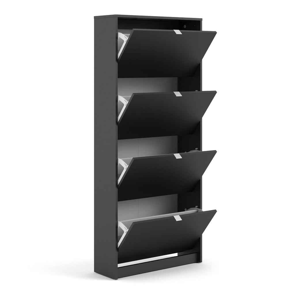 Shoes Shoe Cabinet 4 Flip Down Doors and 2 layers in Matt Black - image 4