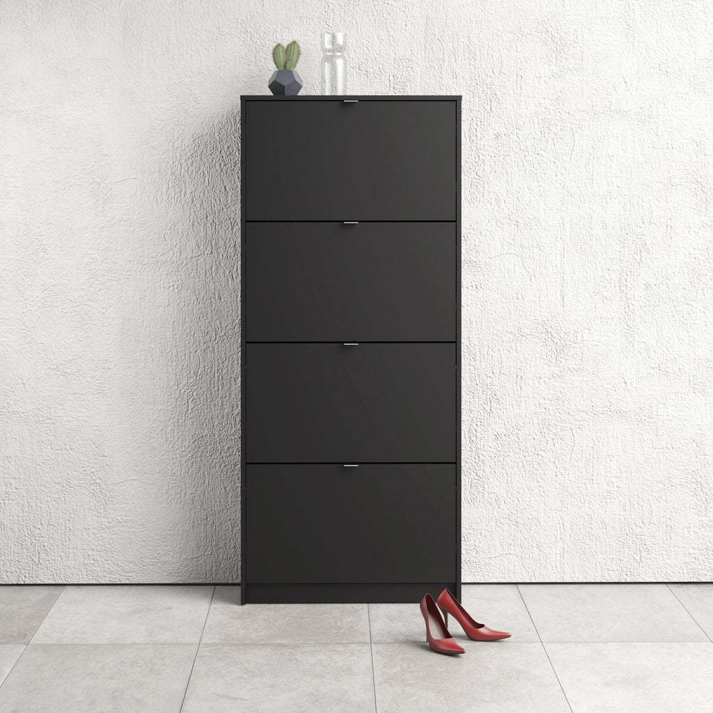 Shoes Shoe Cabinet 4 Flip Down Doors and 2 layers in Matt Black - image 5