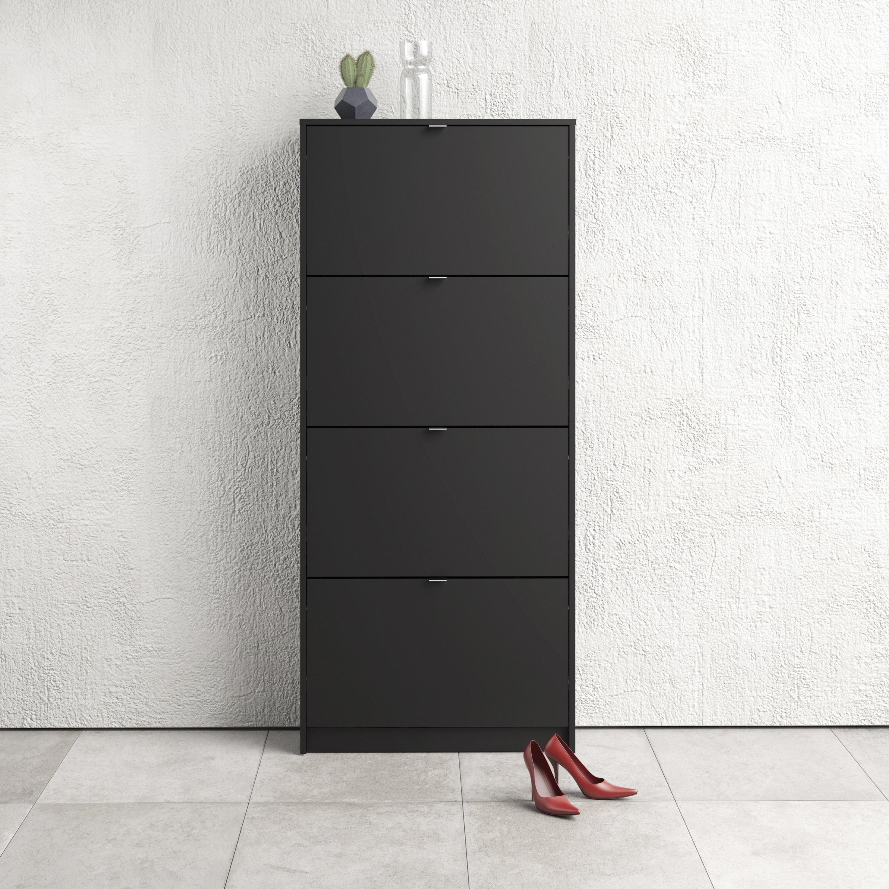 Shoes Shoe Cabinet 4 Flip Down Doors and 2 layers in Matt Black - image 5