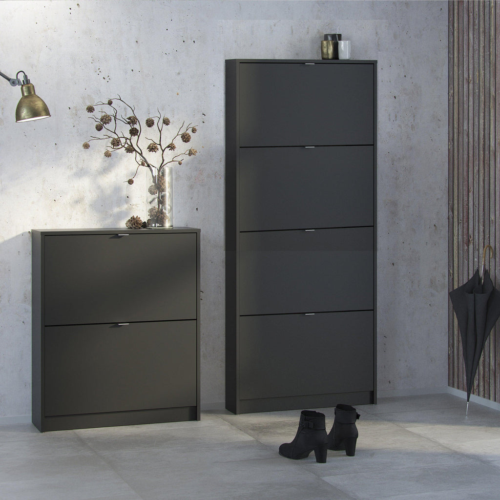Shoes Shoe Cabinet 4 Flip Down Doors and 2 layers in Matt Black - image 6