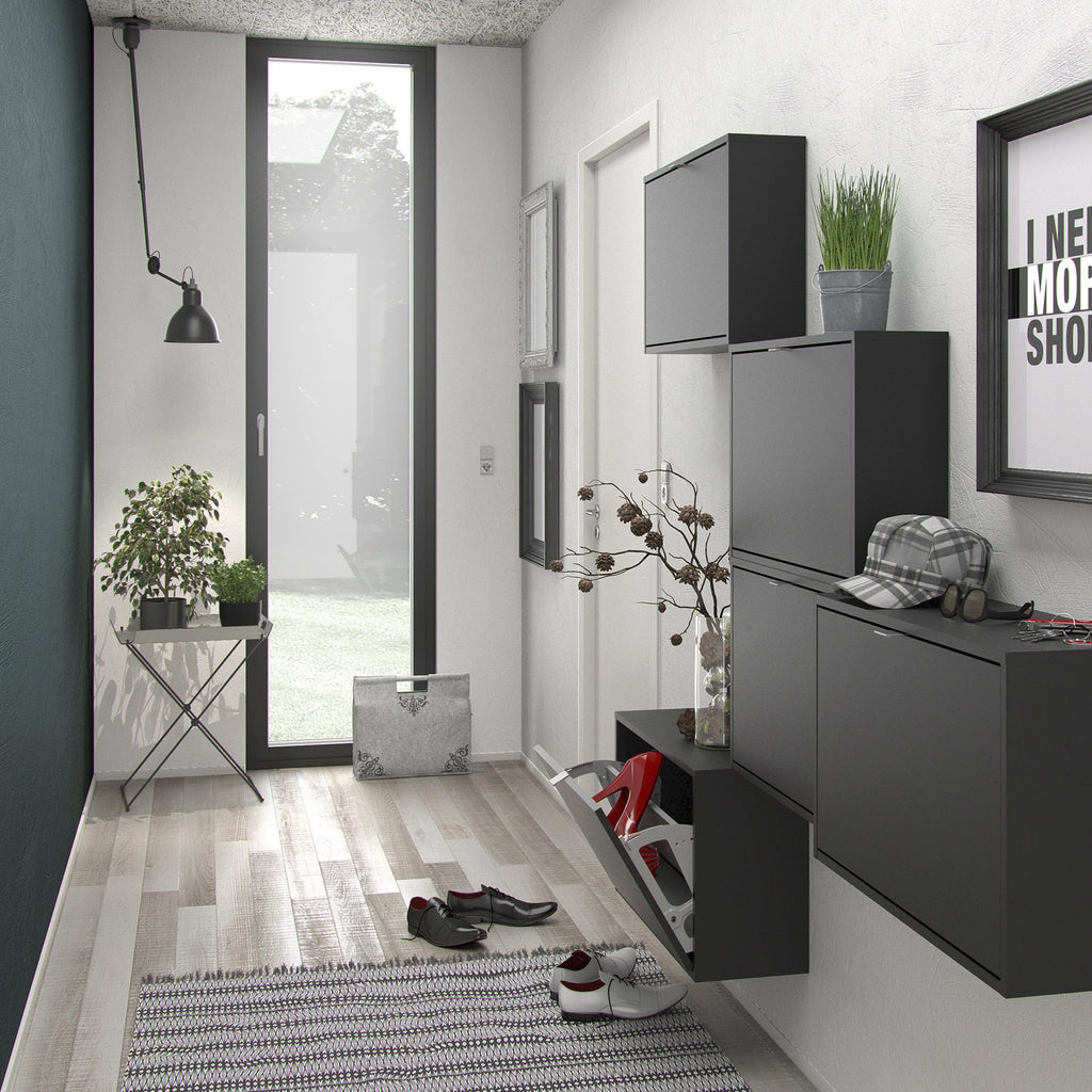 Shoes Shoe Cabinet 4 Flip Down Doors and 2 layers in Matt Black - image 7