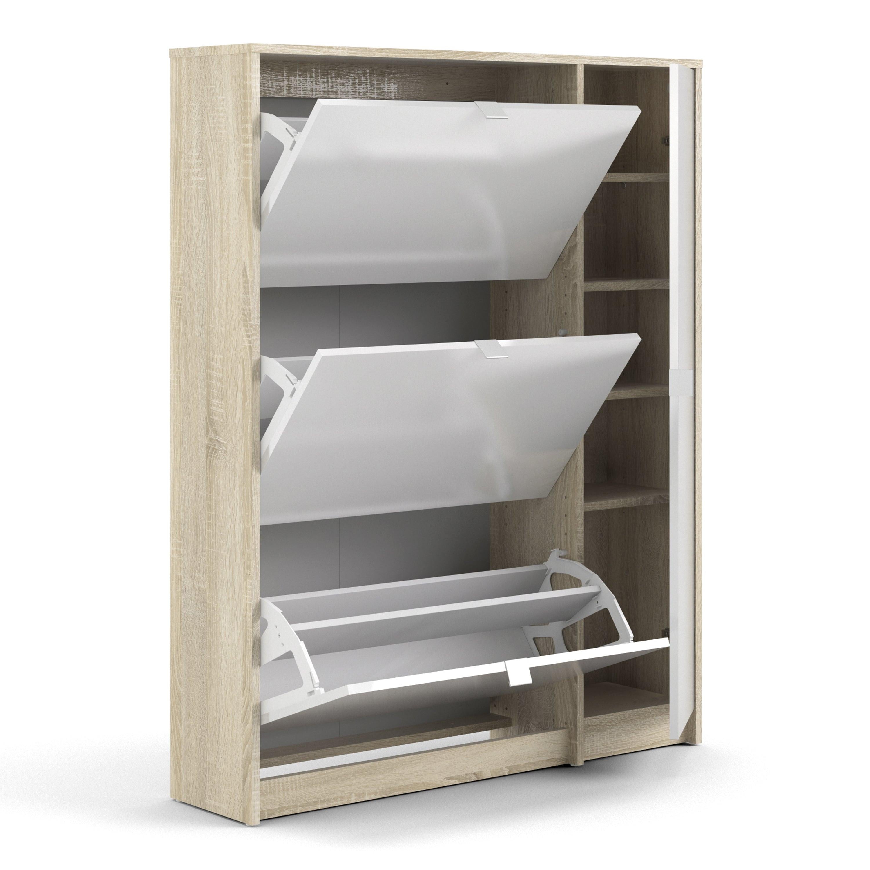 Shoes Shoe Cabinet 3 Flip Down Doors and 2 layers 1 Door Oak structure - image 4