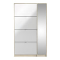 Shoes Shoe Cabinet 4 Flip Down Doors and 2 layers 1 Mirror Door Oak structure - image 2