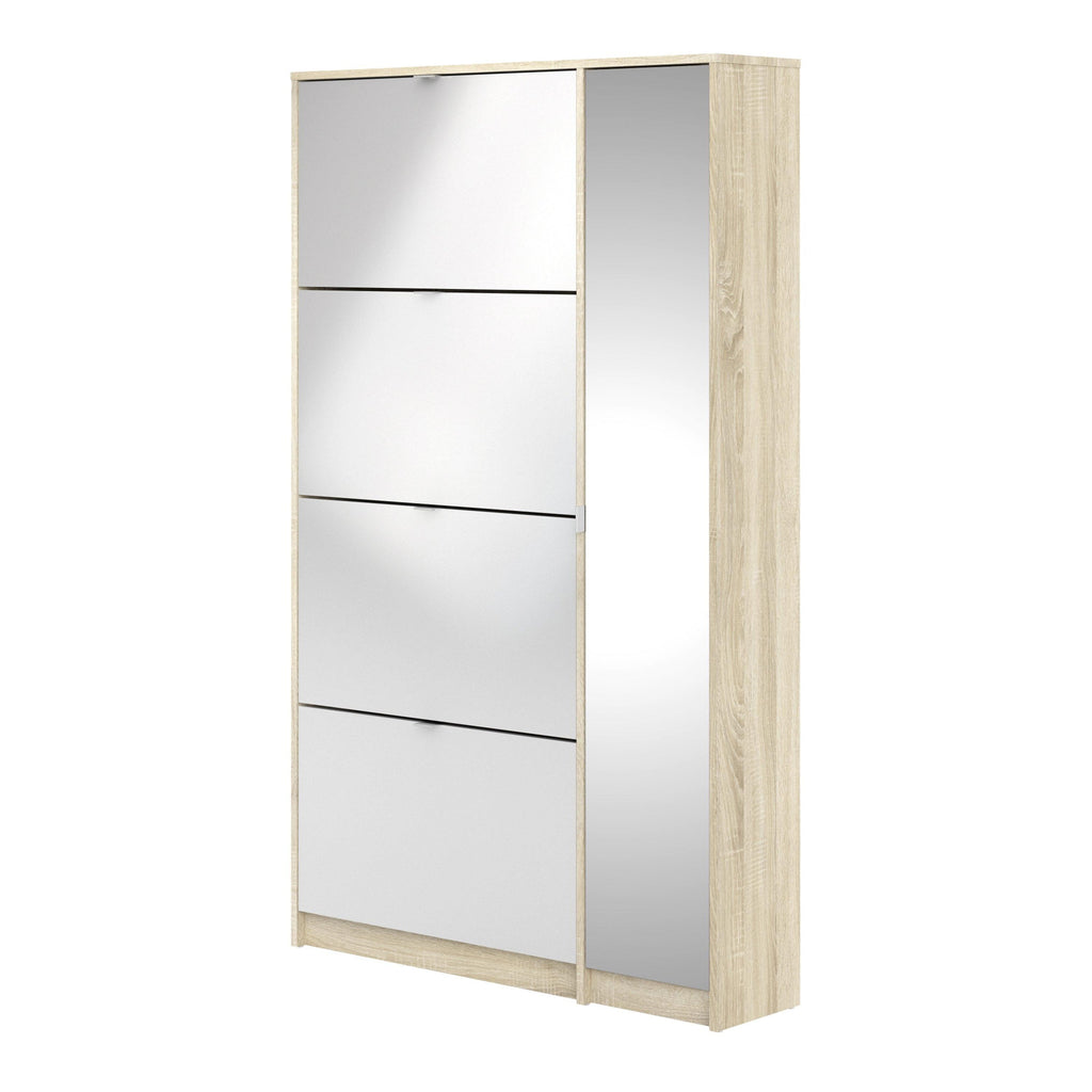 Shoes Shoe Cabinet 4 Flip Down Doors and 2 layers 1 Mirror Door Oak structure - image 3