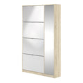 Shoes Shoe Cabinet 4 Flip Down Doors and 2 layers 1 Mirror Door Oak structure - image 3