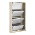 Shoes Shoe Cabinet 4 Flip Down Doors and 2 layers 1 Mirror Door Oak structure - image 4