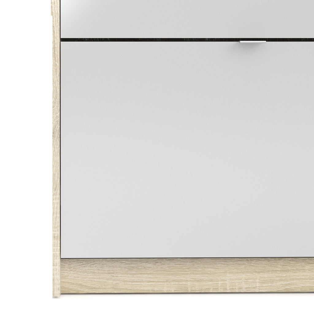 Shoes Shoe Cabinet 4 Flip Down Doors and 2 layers 1 Mirror Door Oak structure - image 7