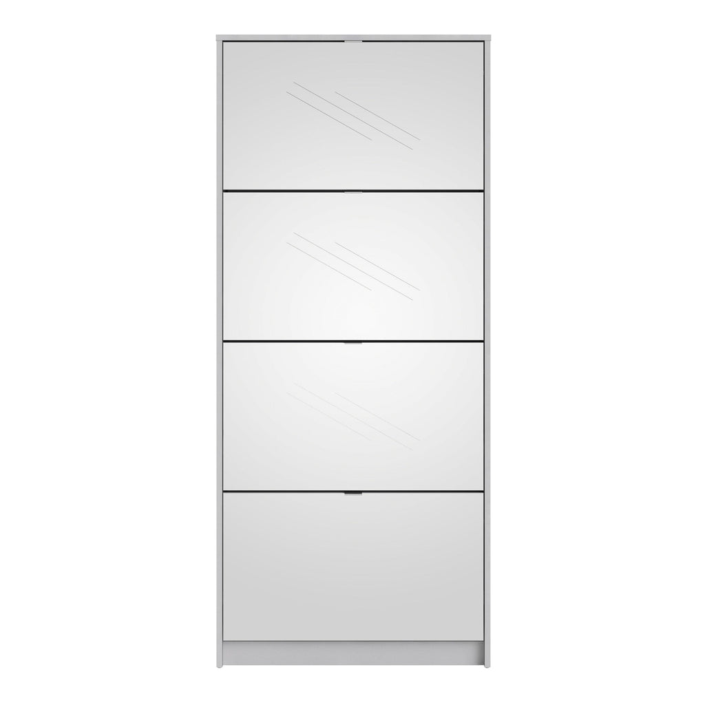 Shoes Shoe Cabinet 4 Flip Down Mirror Doors and 2 layers in White - image 2