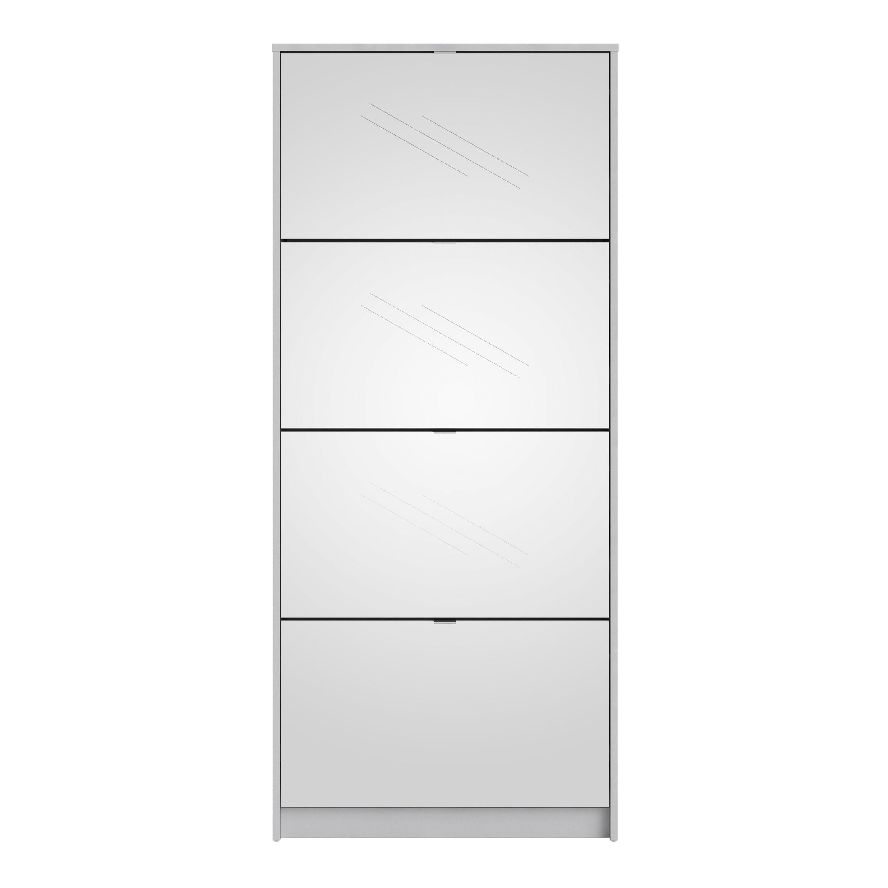 Shoes Shoe Cabinet 4 Flip Down Mirror Doors and 2 layers in White - image 2
