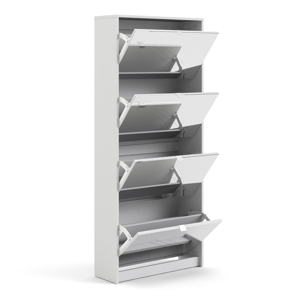 Shoes Shoe Cabinet 4 Flip Down Mirror Doors and 2 layers in White - image 4