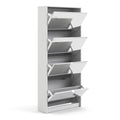 Shoes Shoe Cabinet 4 Flip Down Mirror Doors and 2 layers in White - image 4