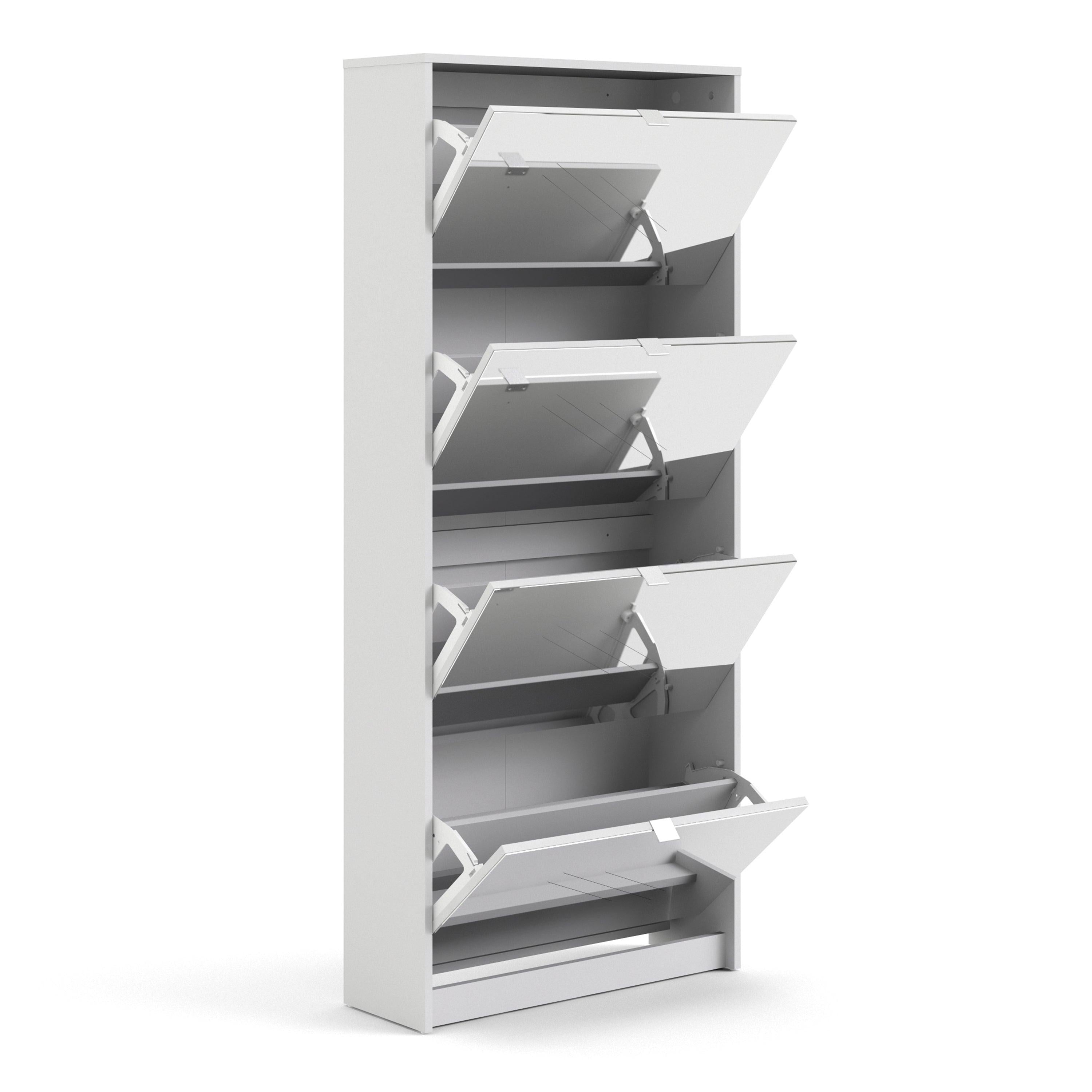 Shoes Shoe Cabinet 4 Flip Down Mirror Doors and 2 layers in White - image 4