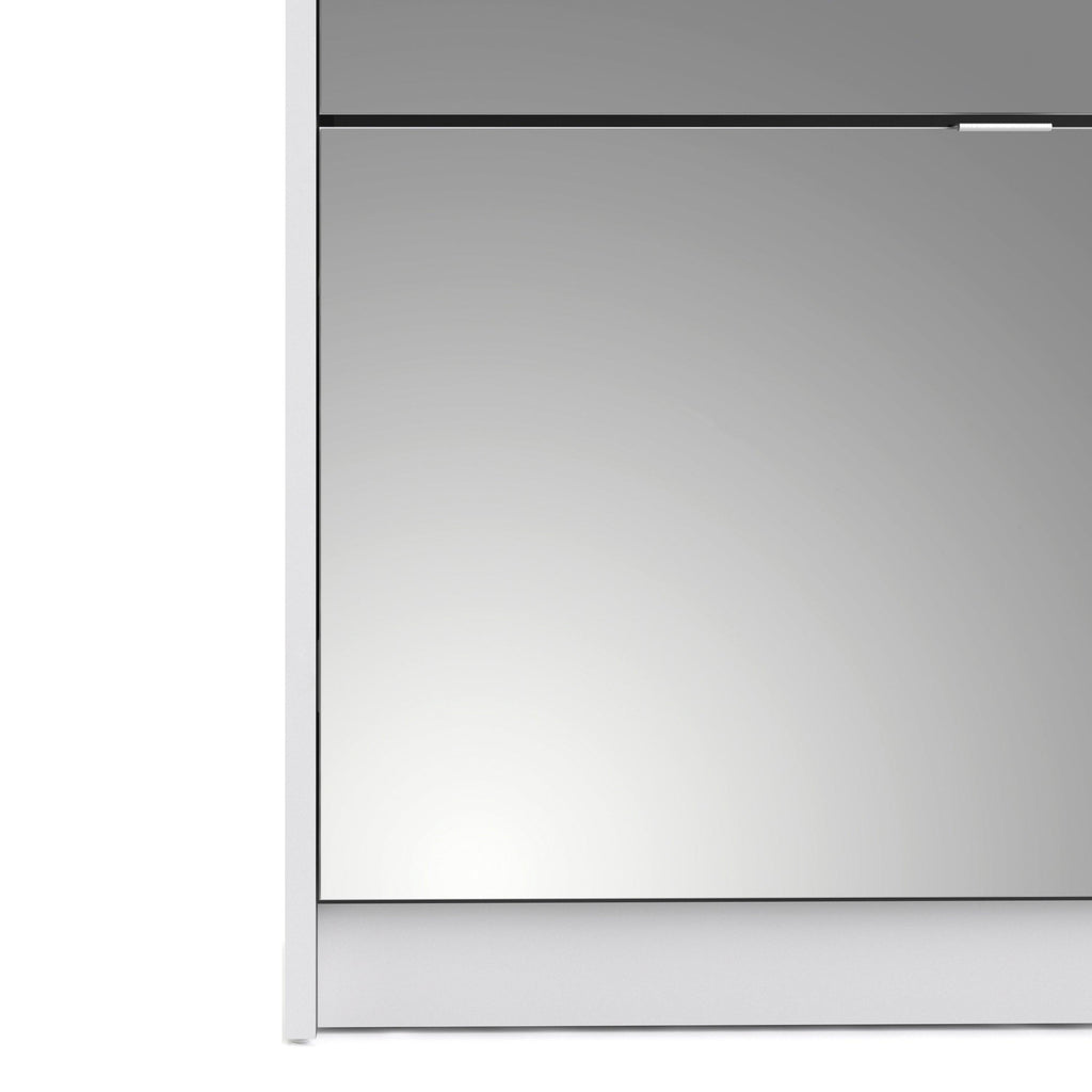 Shoes Shoe Cabinet 4 Flip Down Mirror Doors and 2 layers in White - image 6