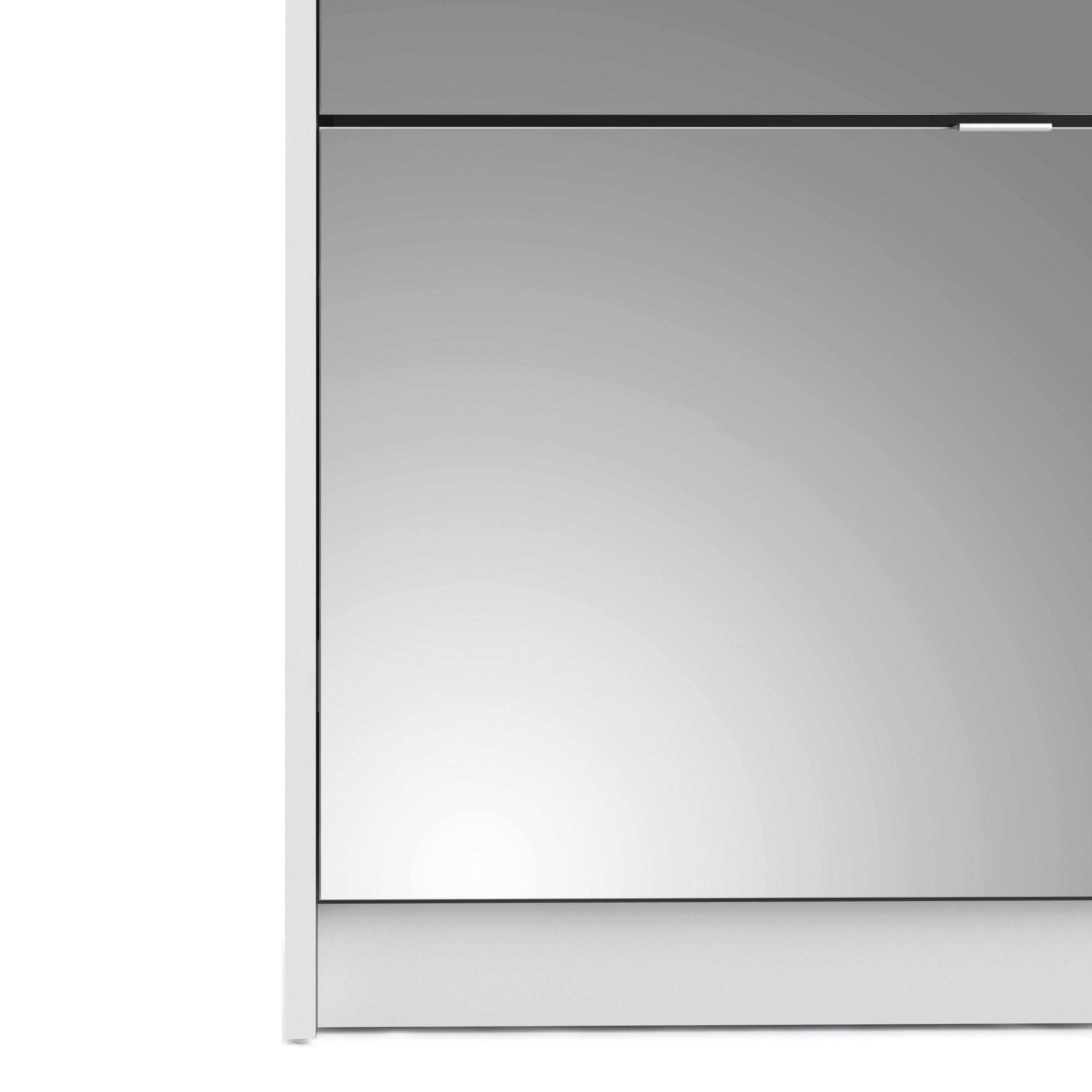 Shoes Shoe Cabinet 4 Flip Down Mirror Doors and 2 layers in White - image 6