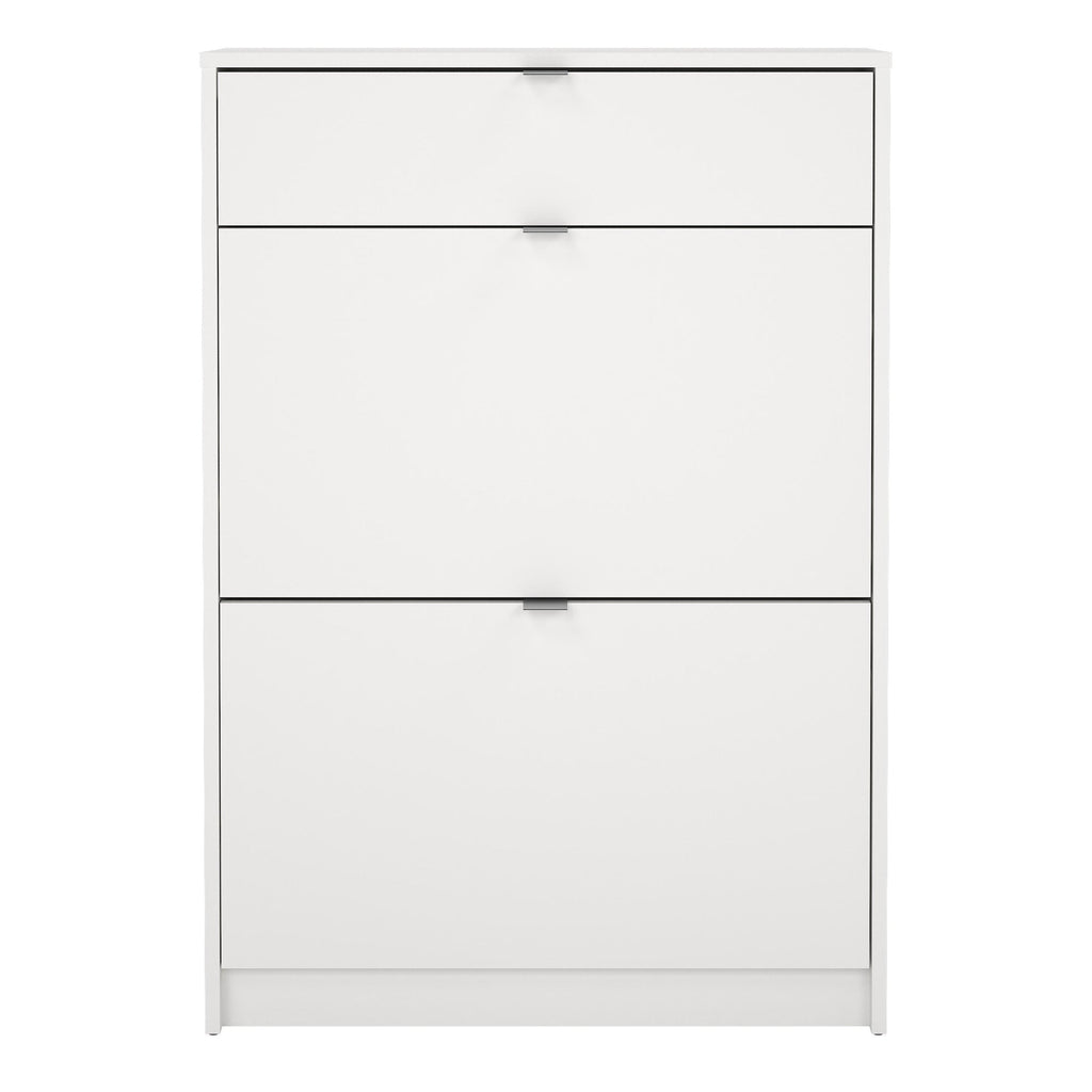 Shoes Shoe Cabinet 2 Flip Down Doors + 1 Drawer in White - image 2