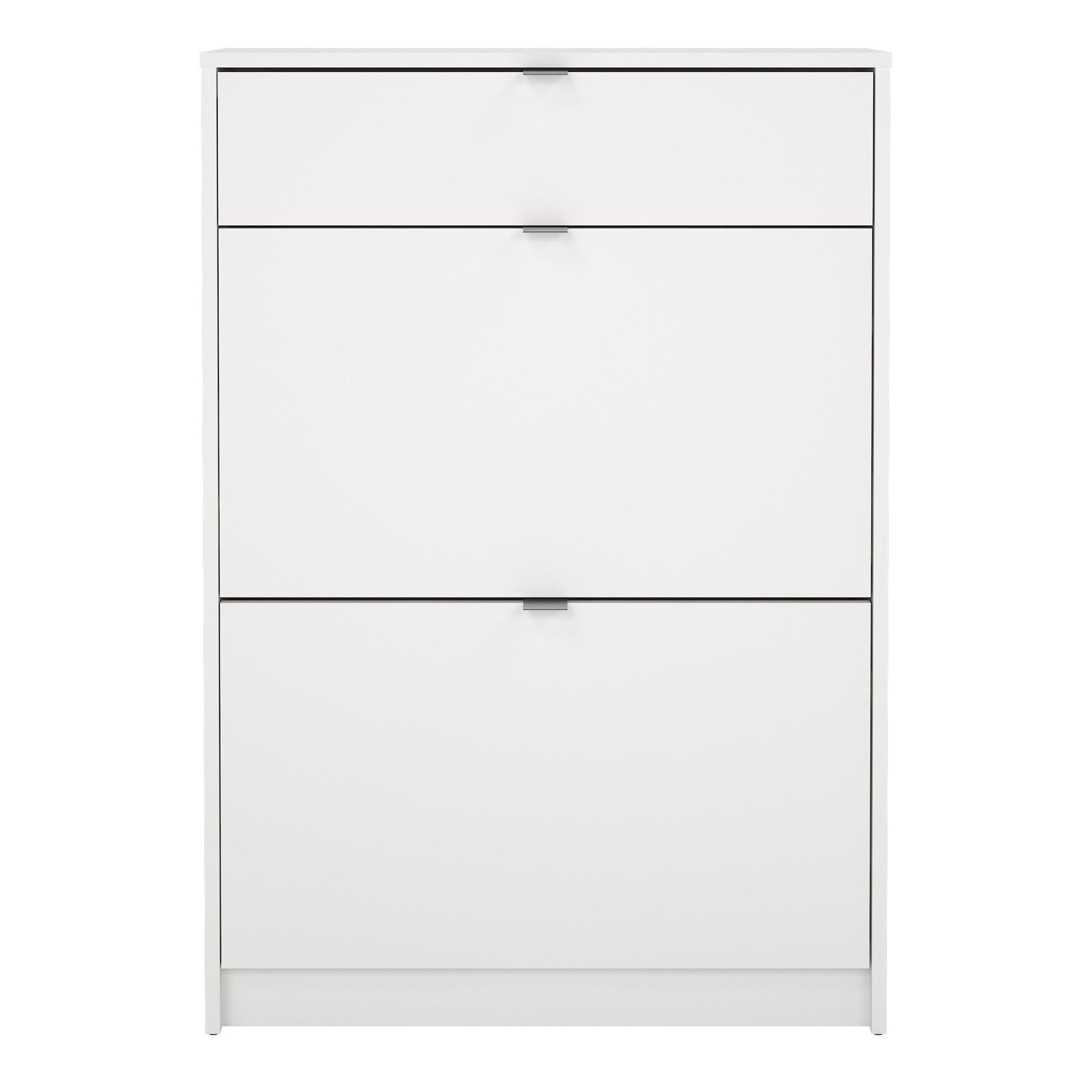 Shoes Shoe Cabinet 2 Flip Down Doors + 1 Drawer in White - image 2
