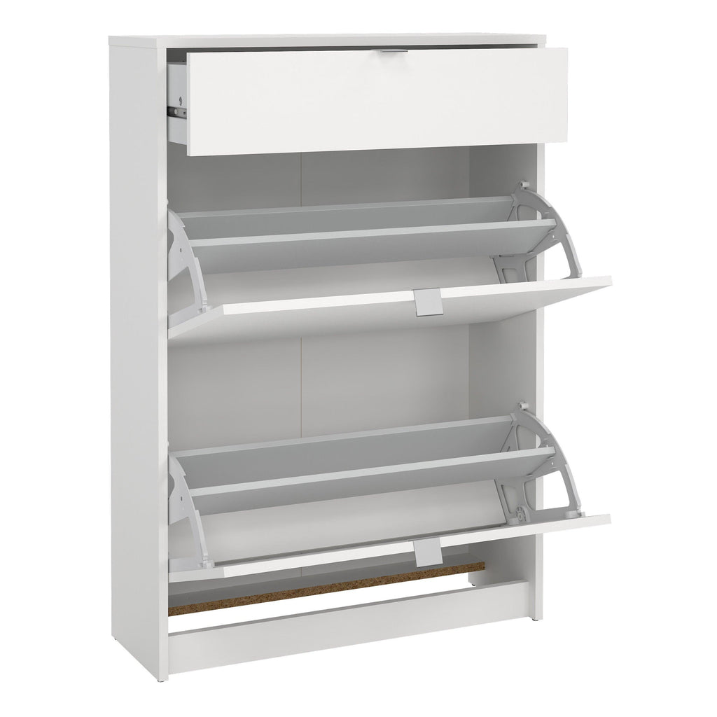 Shoes Shoe Cabinet 2 Flip Down Doors + 1 Drawer in White - image 4