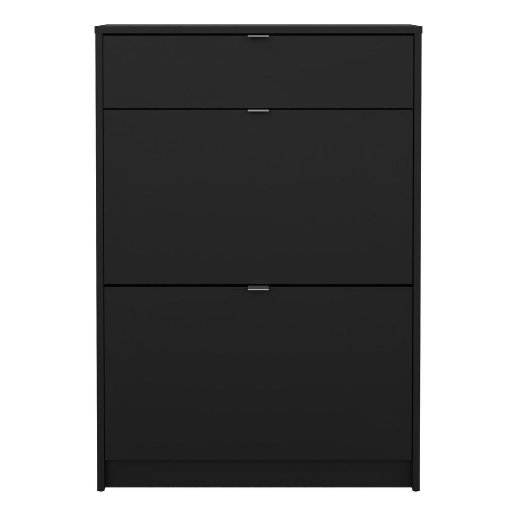 Shoes Shoe Cabinet 2 Flip Down Doors + 1 Drawer in Matt Black - image 2