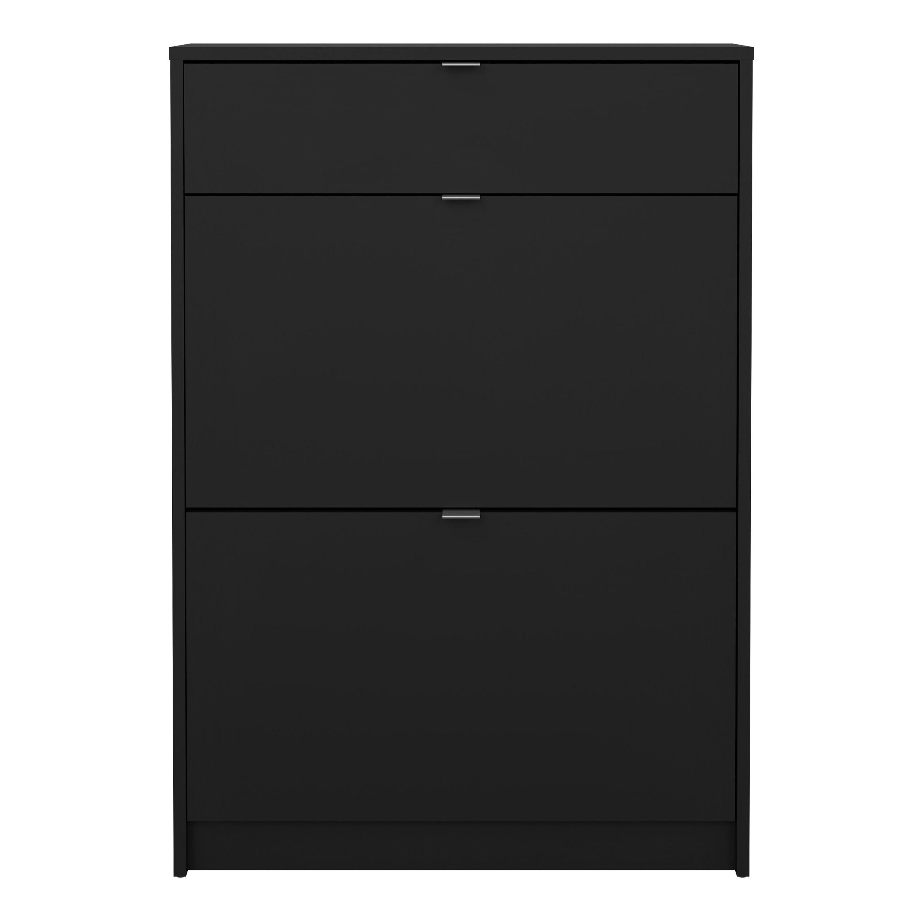 Shoes Shoe Cabinet 2 Flip Down Doors + 1 Drawer in Matt Black - image 2