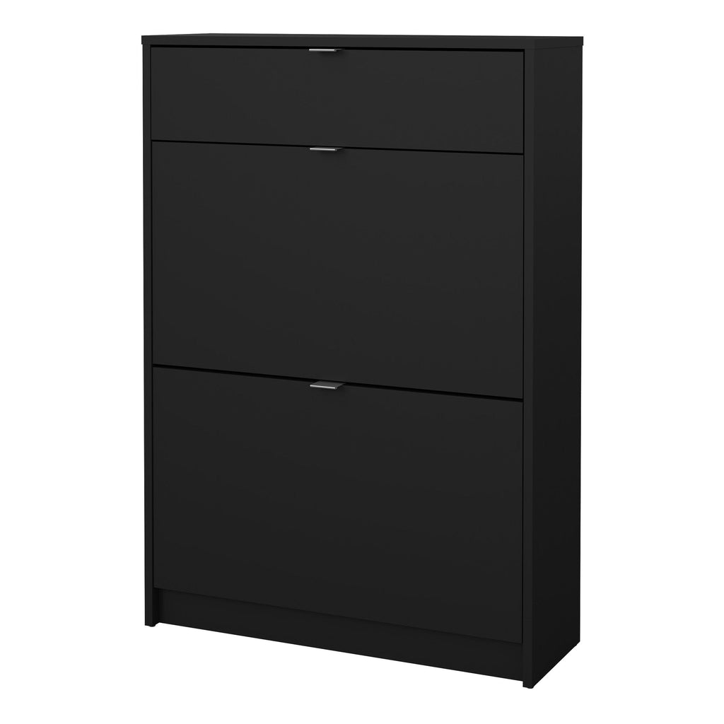 Shoes Shoe Cabinet 2 Flip Down Doors + 1 Drawer in Matt Black - image 3