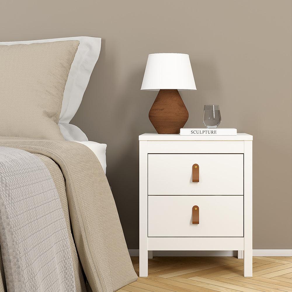 Barcelona Package - Bedside Table 2 Drawers + Chest 5 Drawers + Wardrobe with 2 Doors in White - image 4