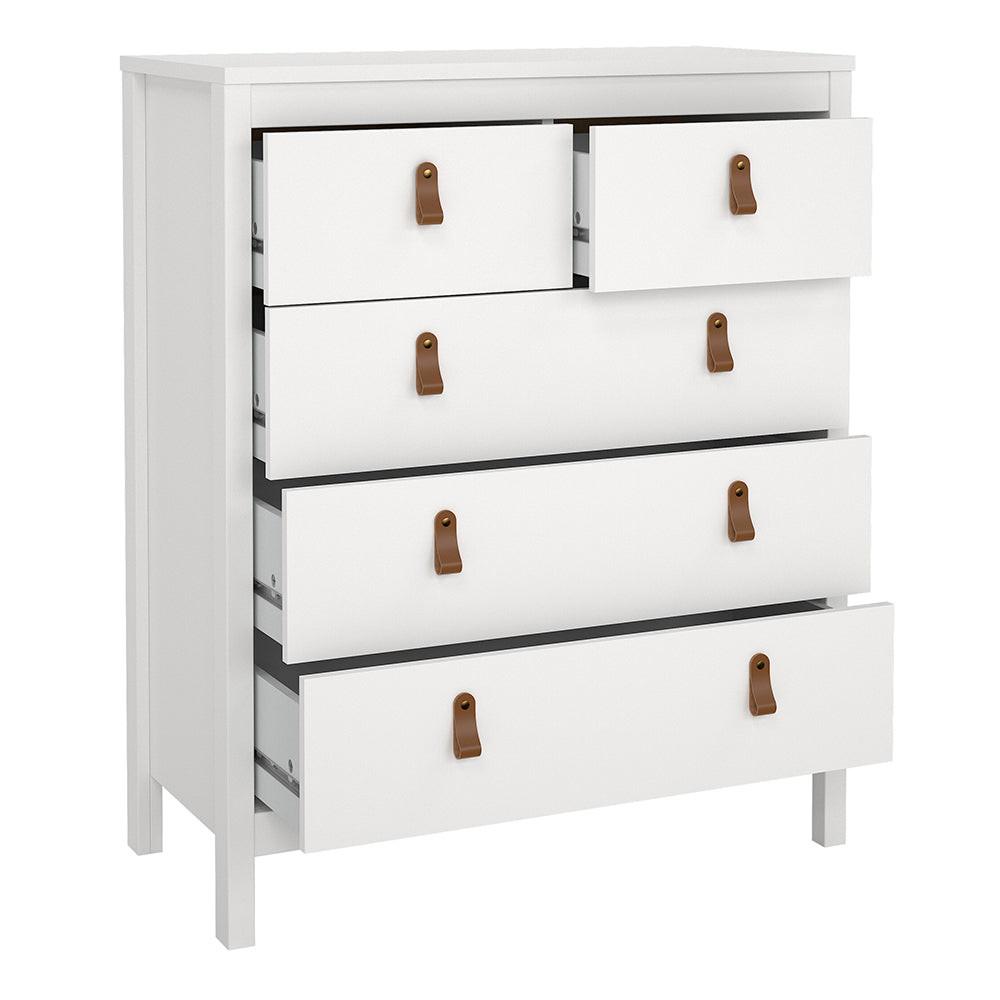 Barcelona Package - Bedside Table 2 Drawers + Chest 5 Drawers + Wardrobe with 2 Doors in White - image 7