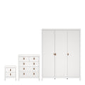 Barcelona Package - Bedside Table 2 Drawers + Chest 5 Drawers + Wardrobe with 2 Doors in White