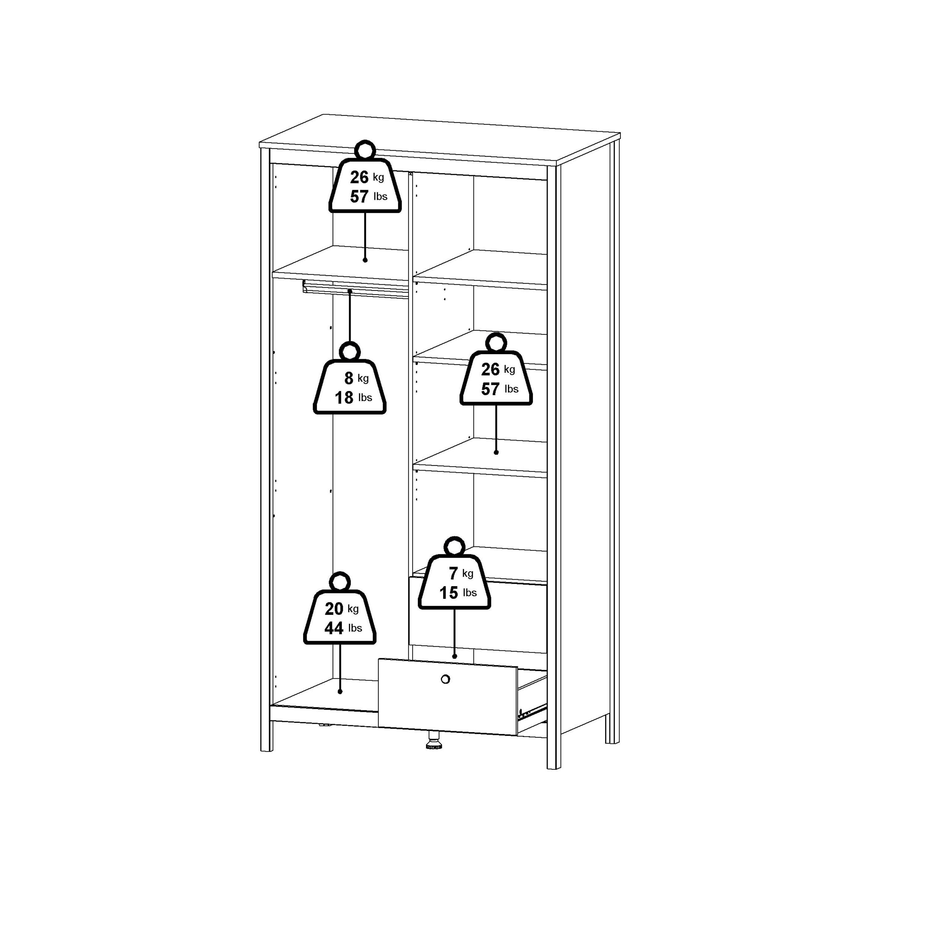 Barcelona Wardrobe with 1 Door 1 Mirror Door 2 Drawers in White - image 11