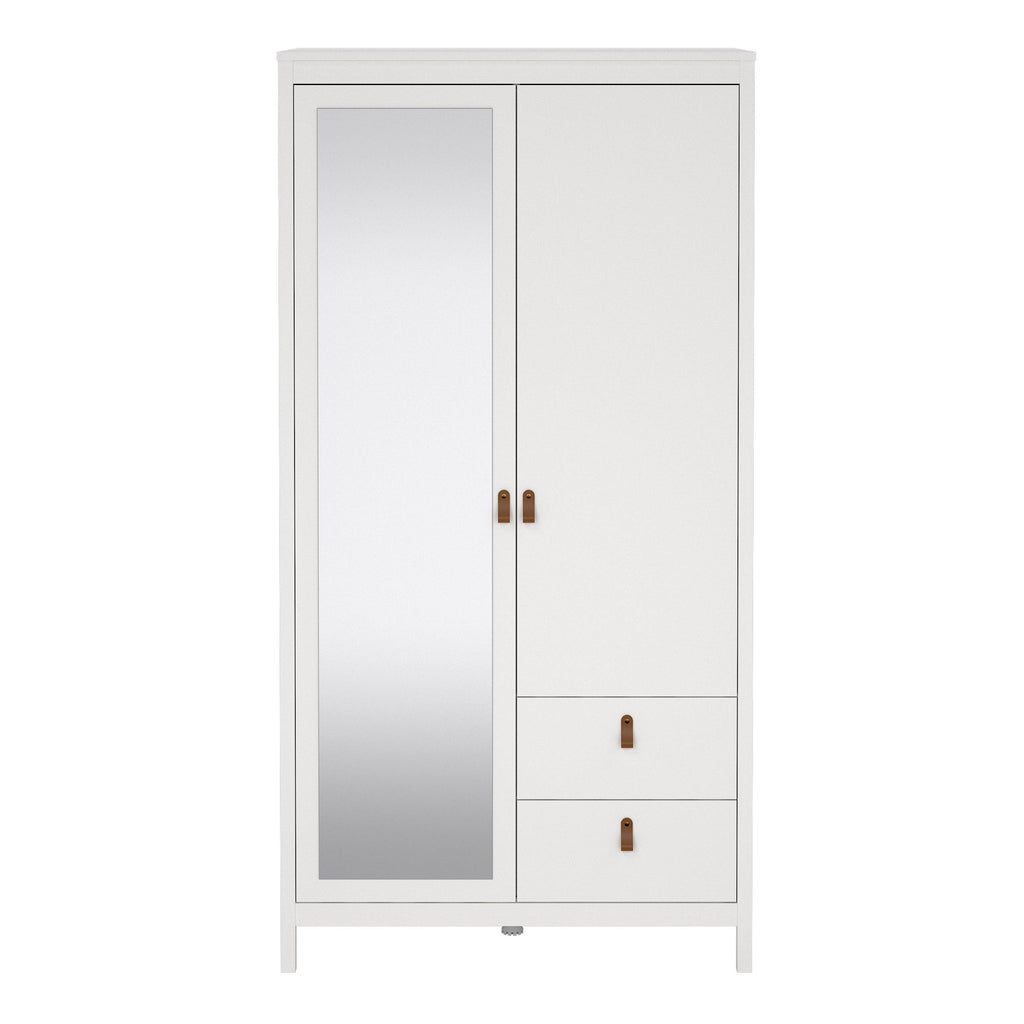 Barcelona Wardrobe with 1 Door 1 Mirror Door 2 Drawers in White - image 2