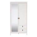 Barcelona Wardrobe with 1 Door 1 Mirror Door 2 Drawers in White - image 2
