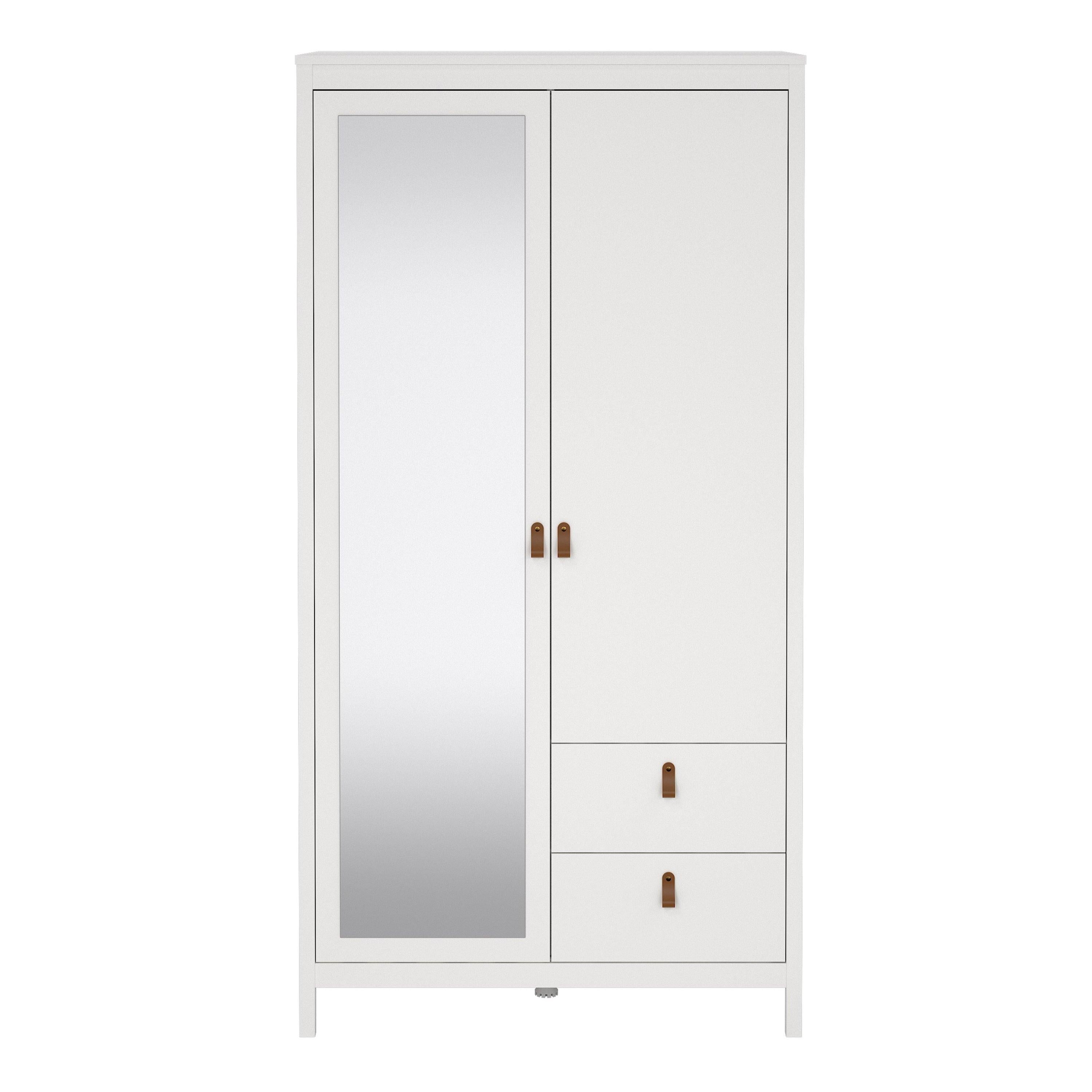 Barcelona Wardrobe with 1 Door 1 Mirror Door 2 Drawers in White - image 2