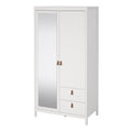 Barcelona Wardrobe with 1 Door 1 Mirror Door 2 Drawers in White - image 3