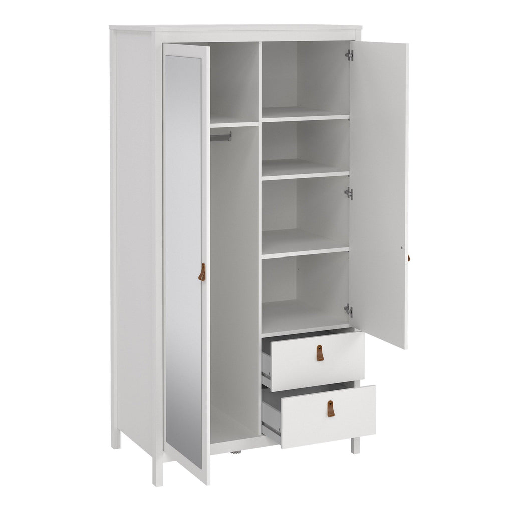 Barcelona Wardrobe with 1 Door 1 Mirror Door 2 Drawers in White - image 5