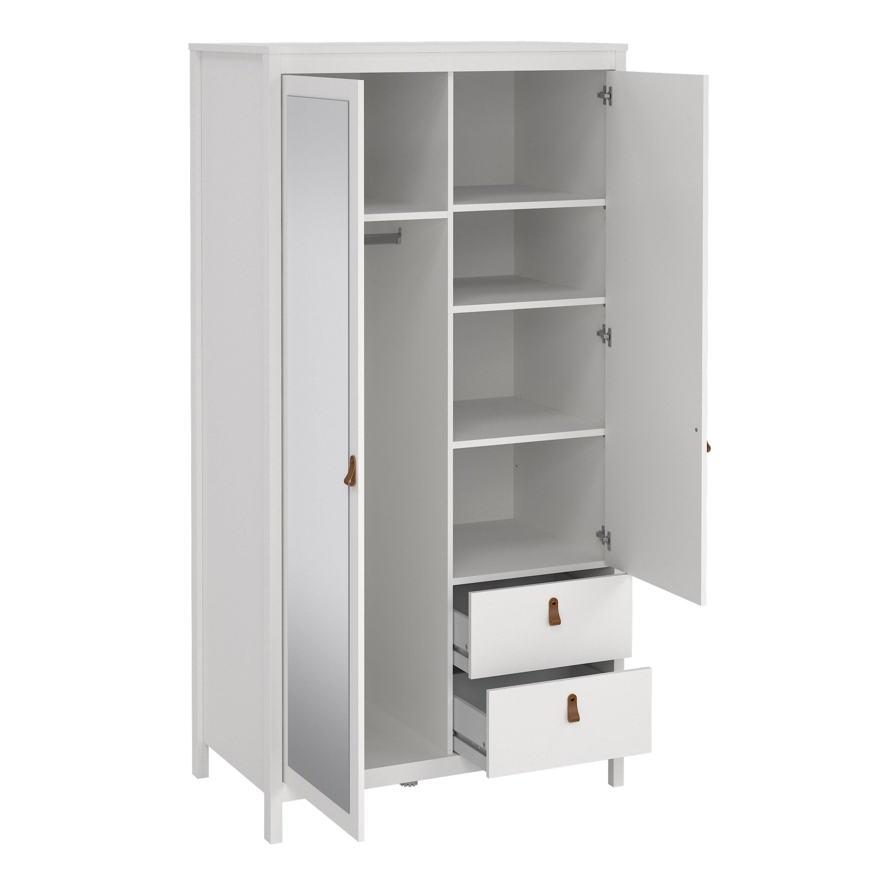 Barcelona Wardrobe with 1 Door 1 Mirror Door 2 Drawers in White - image 5